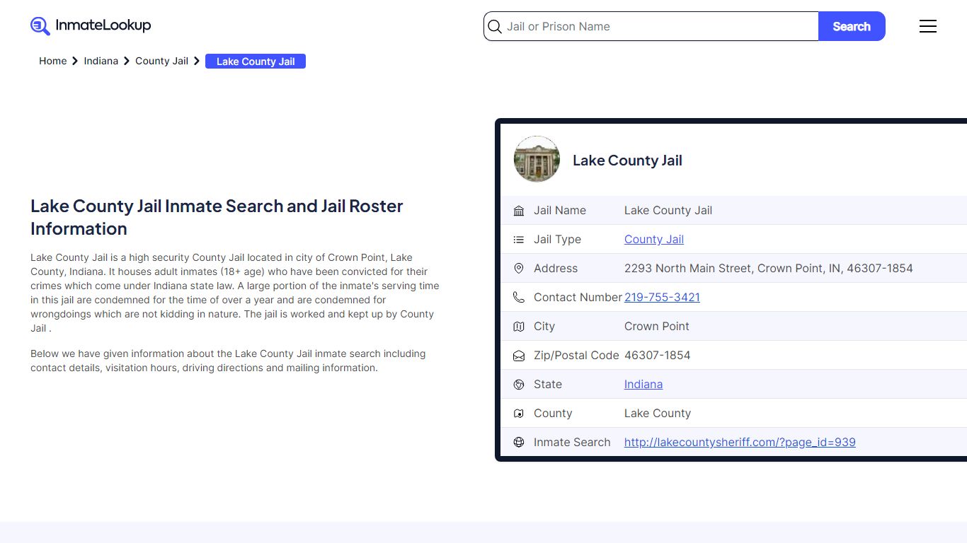 Lake County Jail Inmate Search and Jail Roster Information - Inmate Lookup